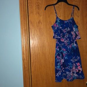 Blue floral print dress